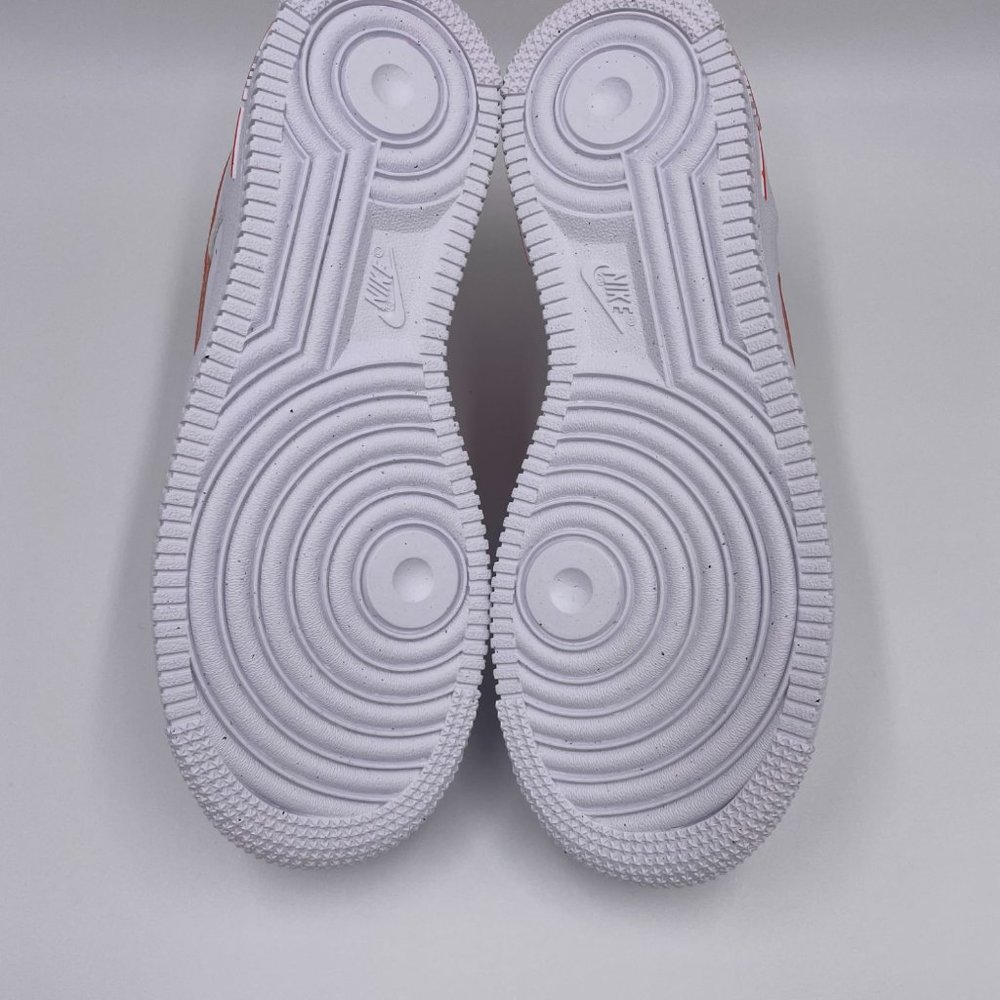 Nike Air Force 1 White / Orange Womens Shoes - Picture 6 of 8